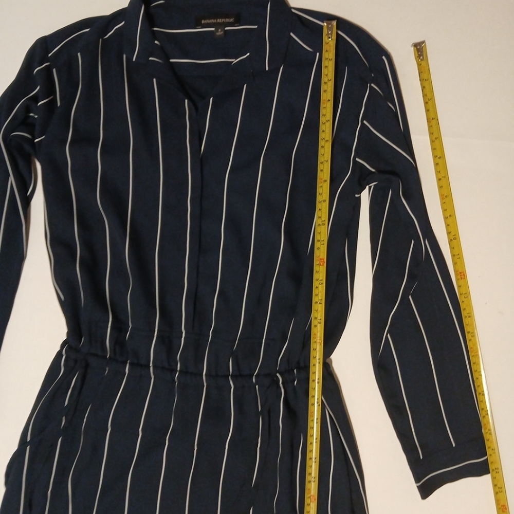 BANANA REPUBLIC Women's Sz 6  Blue Striped Long Sleeve Shirt Dress - Picture 8 of 12